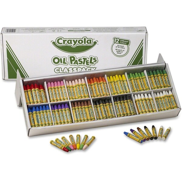 Oil Pastel Crayons, 12-Color Set, 336/BX, Assorted